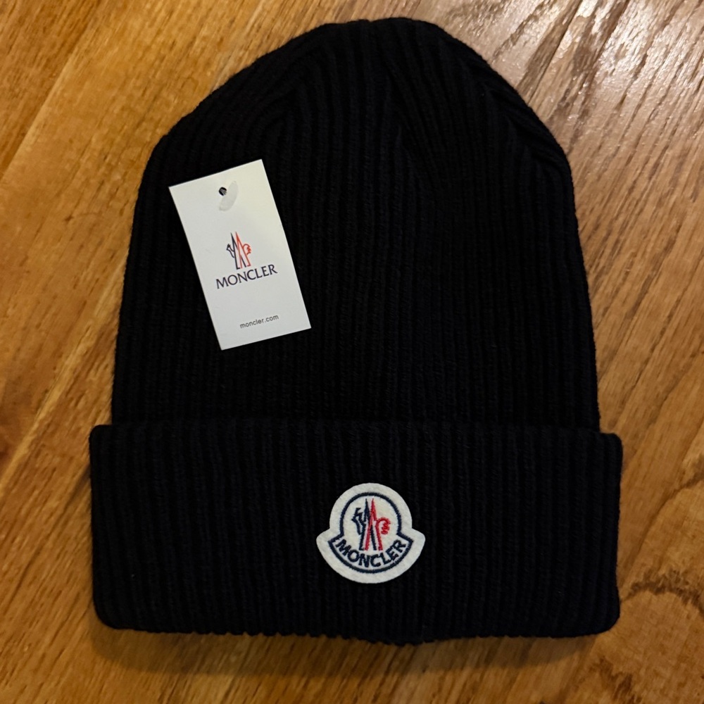Moncler Dark Ribbed Knit Beanie